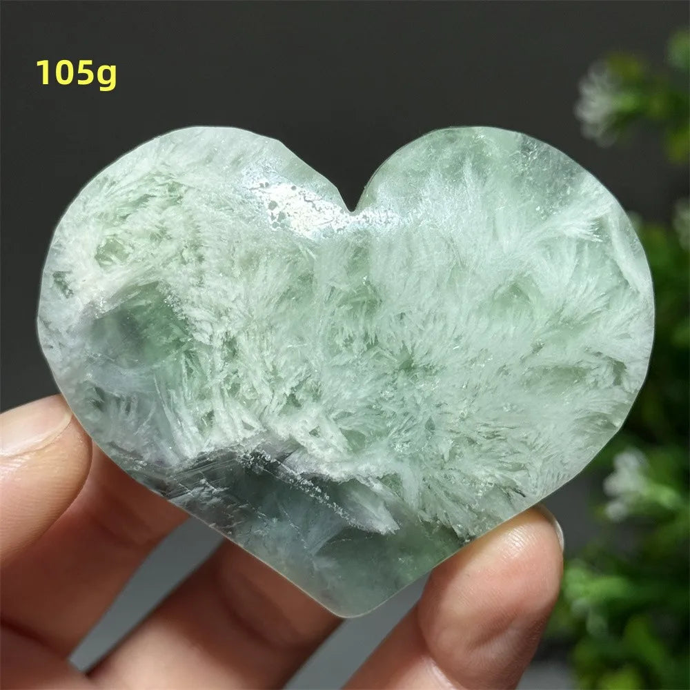 Green Feather Fluorite Heart-ToShay.org