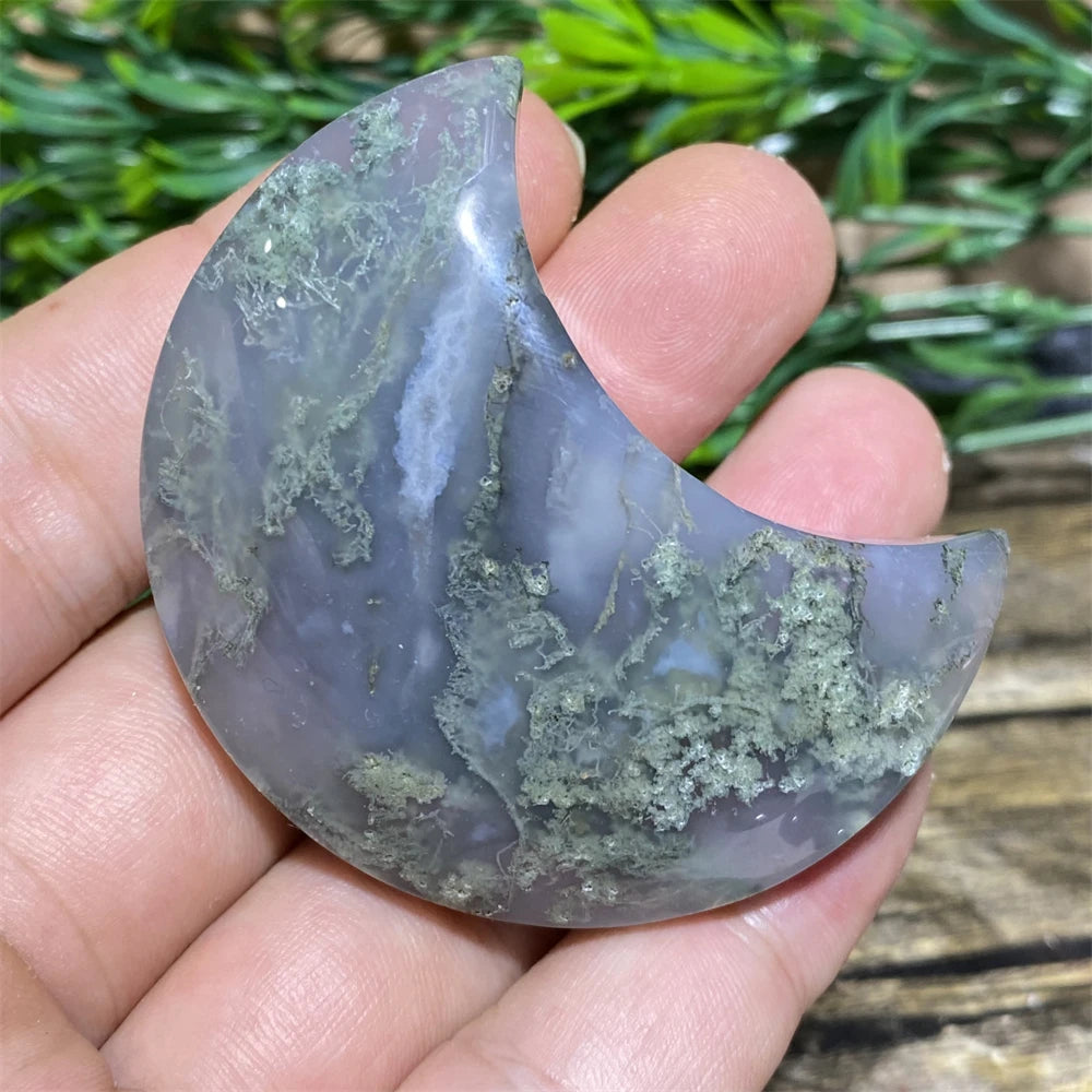 Green Moss Agate Moon-ToShay.org