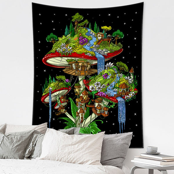 Mushroom Alien Tapestry-ToShay.org