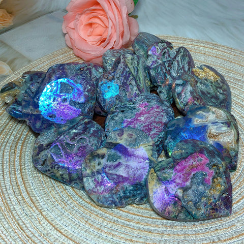 Rainbow Aura Sphalerite Hearts-ToShay.org