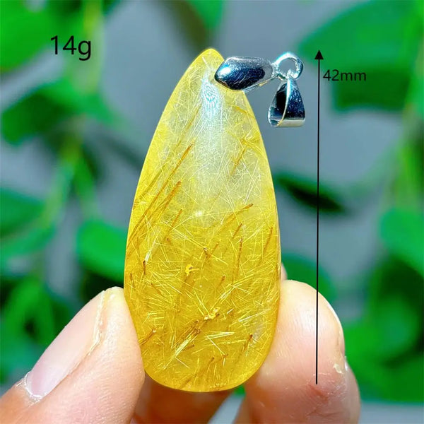Gold Rutilated Quartz Pendant-ToShay.org