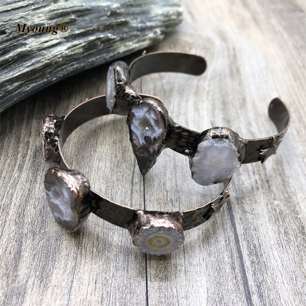 Grey Agate Geode Cuff Bangle-ToShay.org