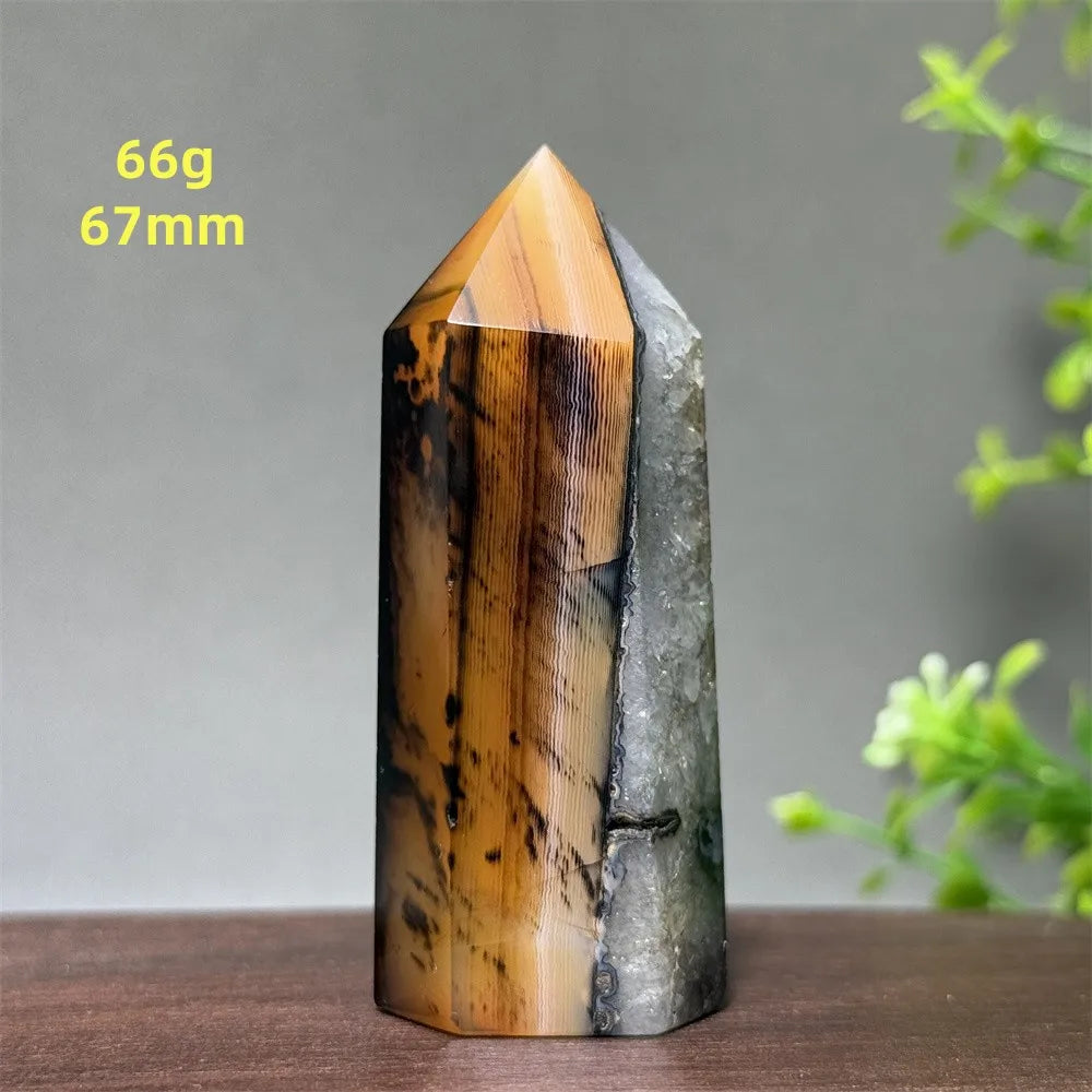 Black Red Agate Stripe Obelisk-ToShay.org