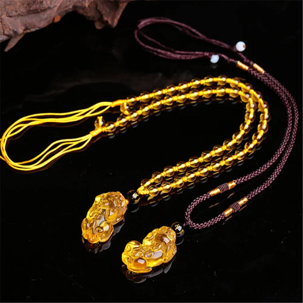 Yellow Crystal Pixiu Pendant-ToShay.org
