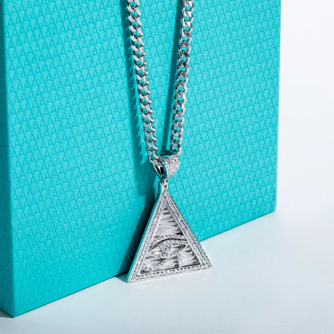 Silver Horus Eye Pyramid Pendant-ToShay.org