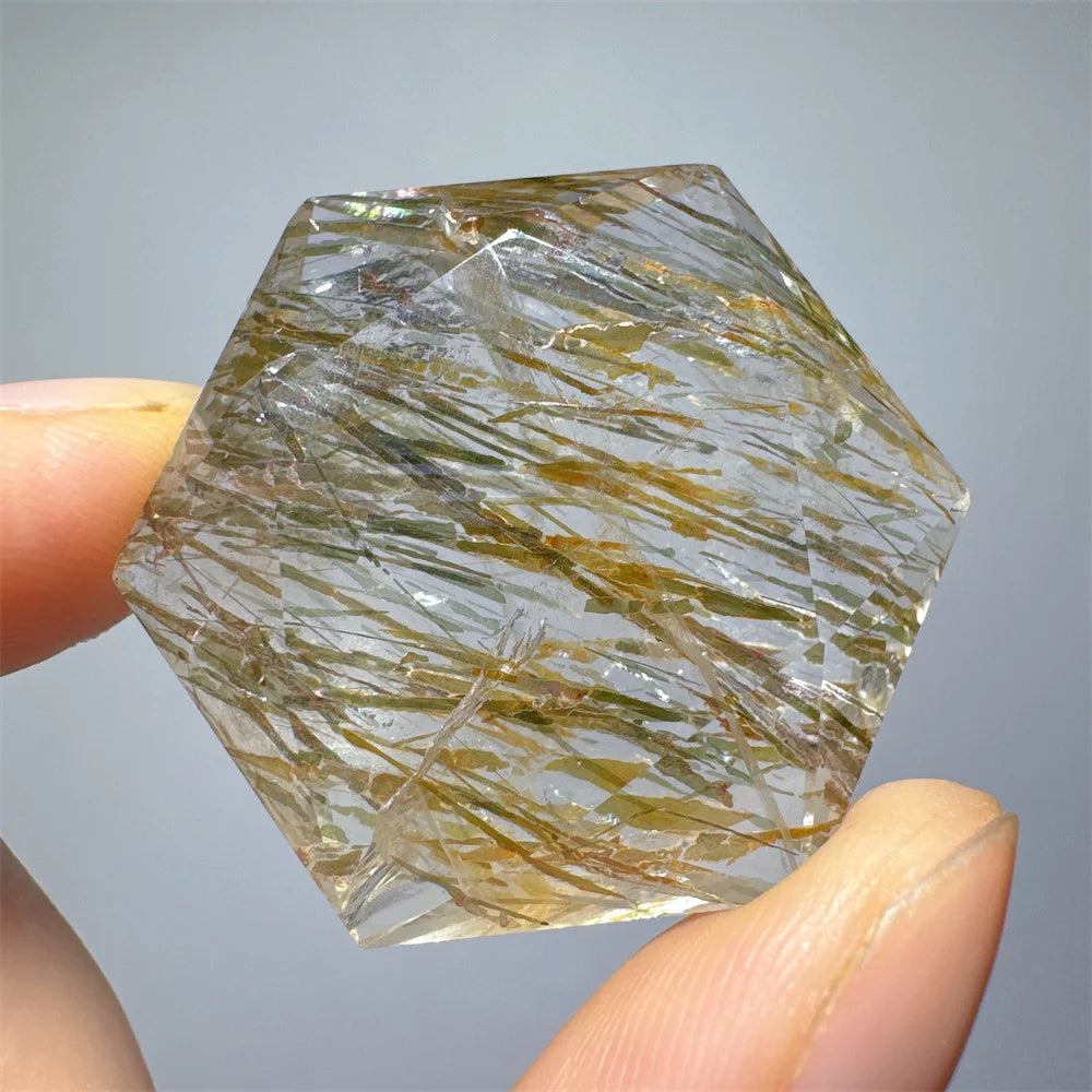 Green Tourmaline Rutile Hexagon-ToShay.org