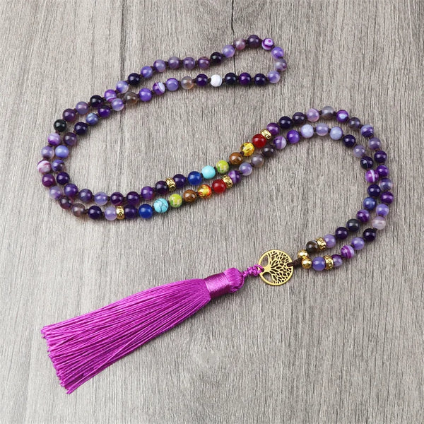 Chakra Purple Agate Japamala-ToShay.org