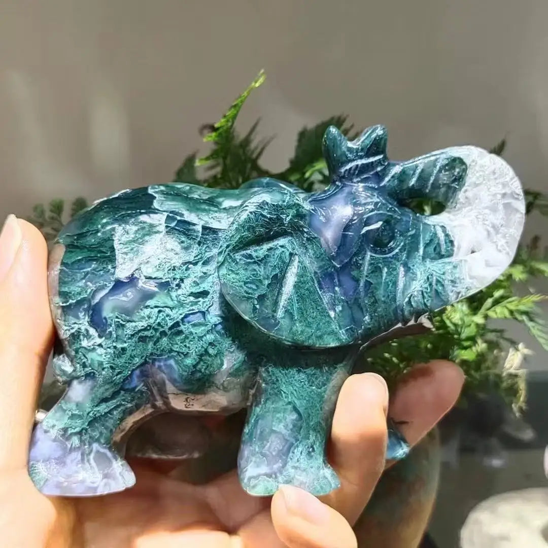 Green Moss Agate Elephant-ToShay.org