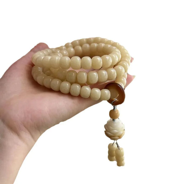 White Jade Bodhi Root Mala-ToShay.org