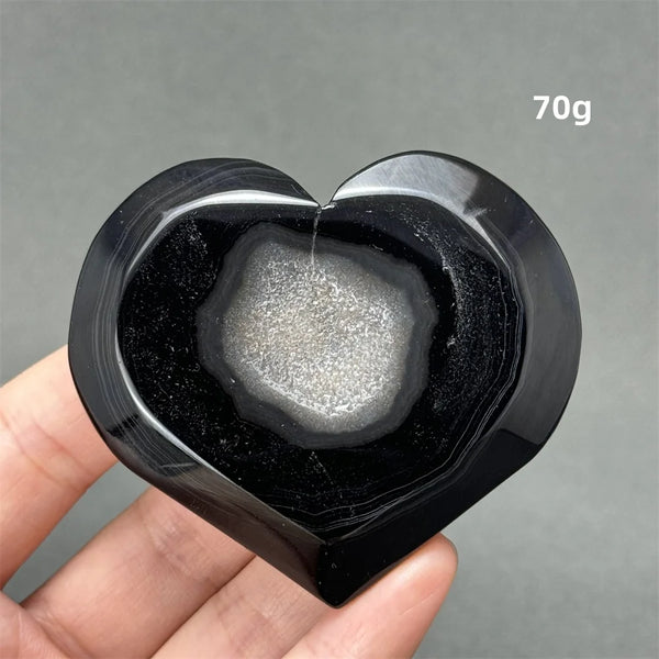 Black Agate Geode Heart-ToShay.org