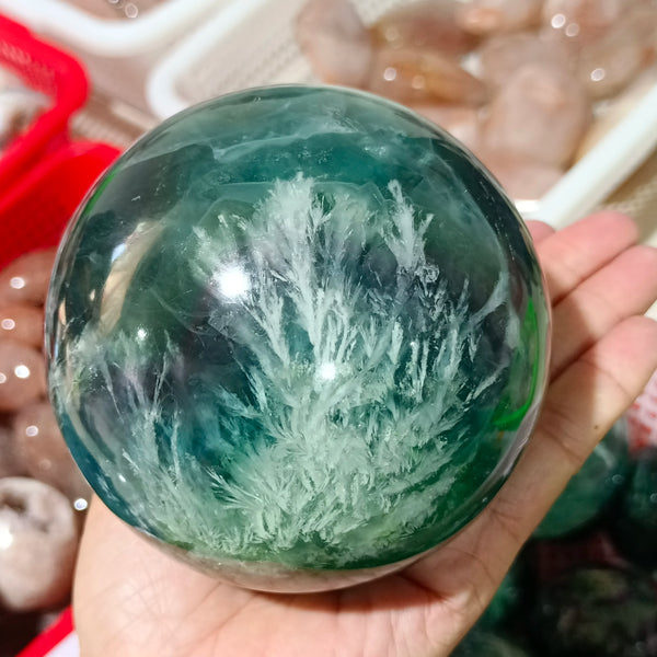 Green Feather Fluorite Ball-ToShay.org