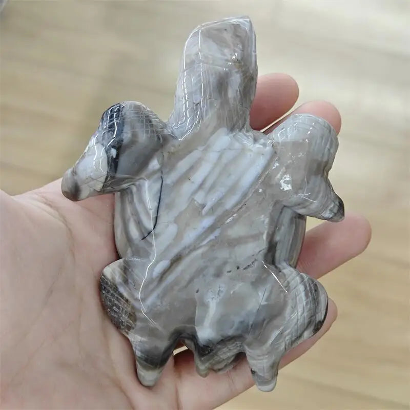 Grey Agate Druzy Turtle-ToShay.org
