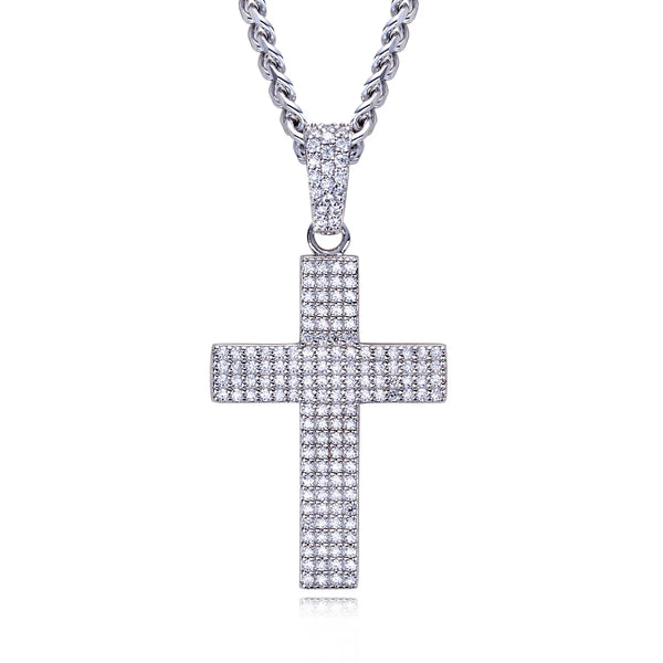 Silver Crystal Cross Pendant-ToShay.org