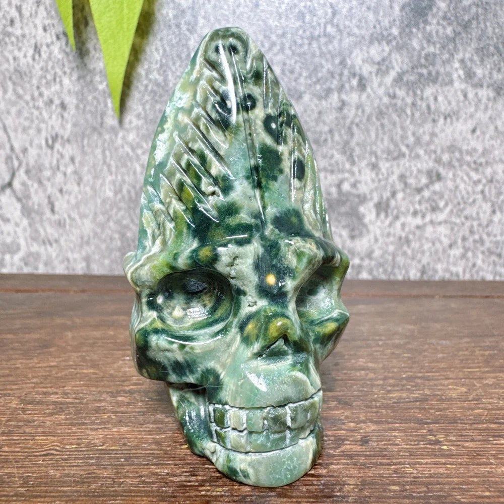 Ocean Jasper Feather Skull-ToShay.org