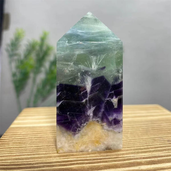 Green Feather Fluorite Wand-ToShay.org