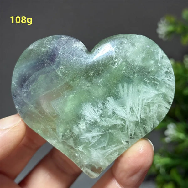 Green Feather Fluorite Heart-ToShay.org