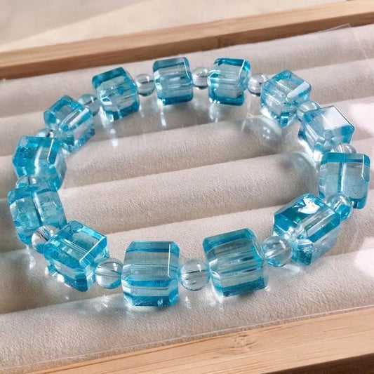 Blue Topaz Cube Bracelet-ToShay.org