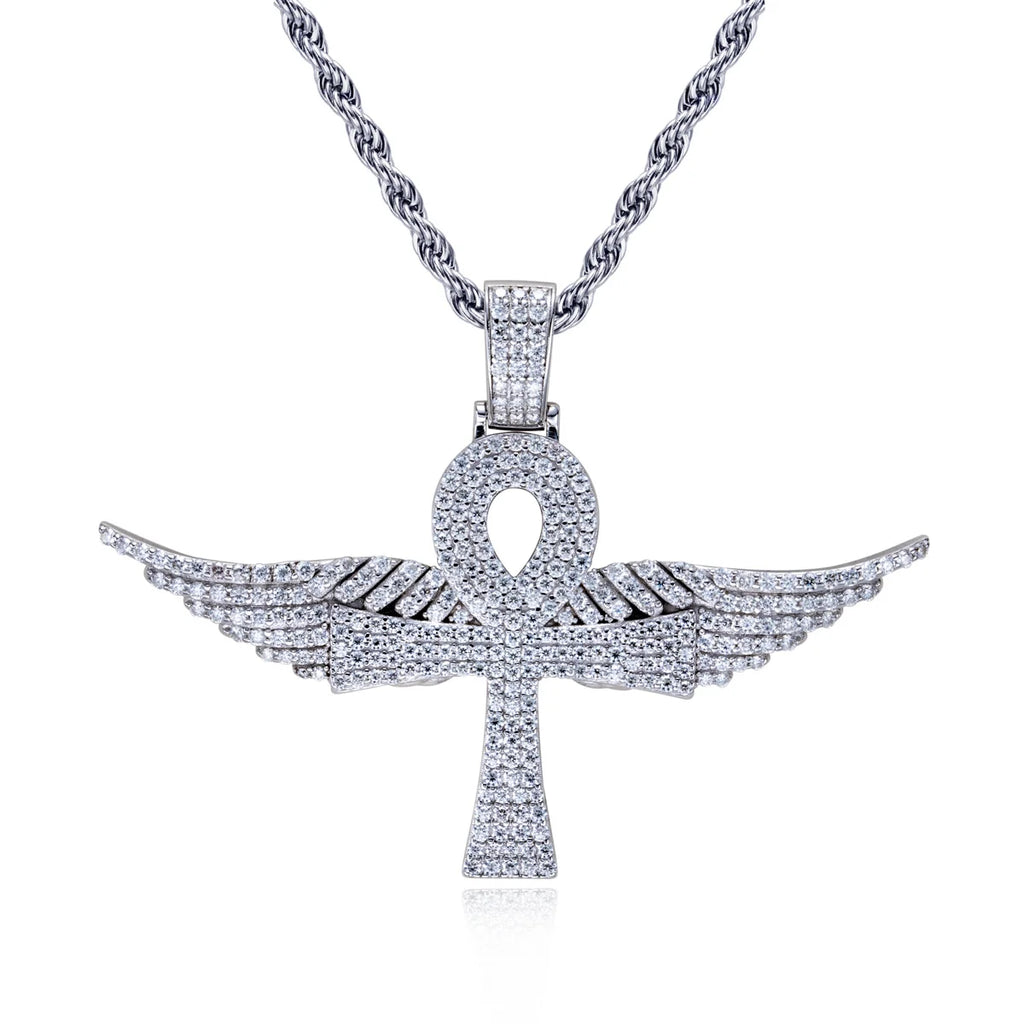 Silver Diamond Ankh Pendant-ToShay.org