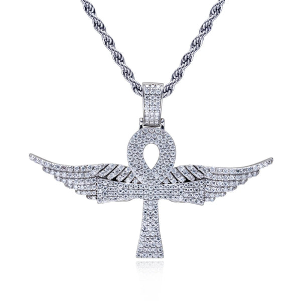 Silver Diamond Ankh Pendant-ToShay.org