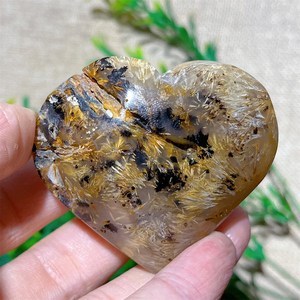 Yellow Hair Agate Heart-ToShay.org