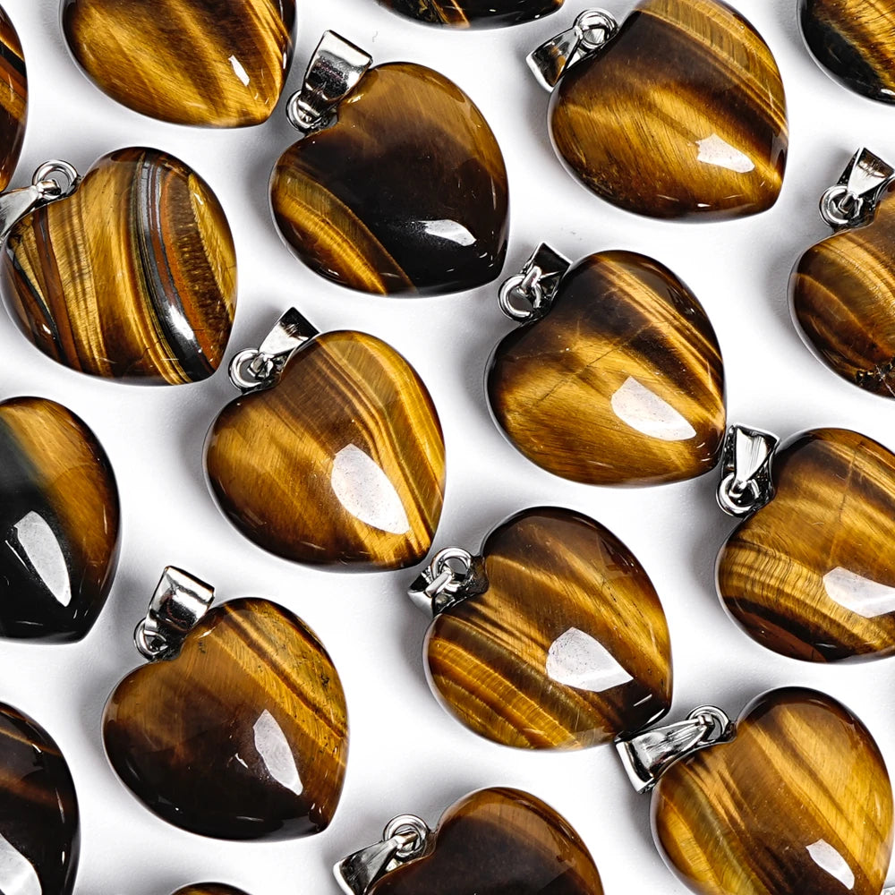 Yellow Tiger Eye Heart Pendants-ToShay.org