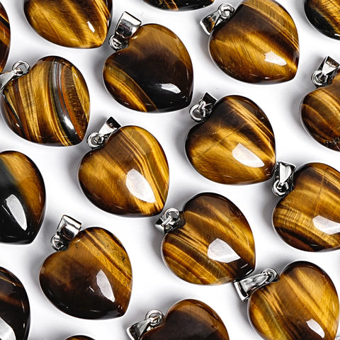 Yellow Tiger Eye Heart Pendants-ToShay.org