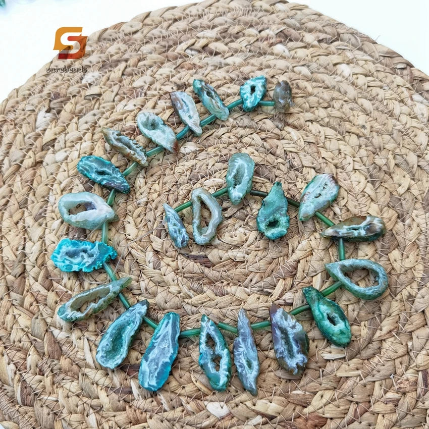 Blue Agate Druzy Beads,-ToShay.org