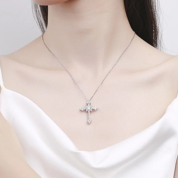 Silver Diamond Cross Pendant-ToShay.org