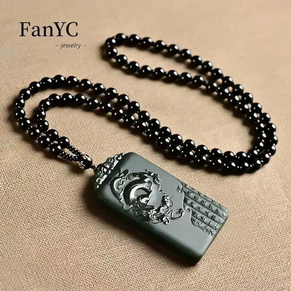 Black Jade Dragon Pendant-ToShay.org