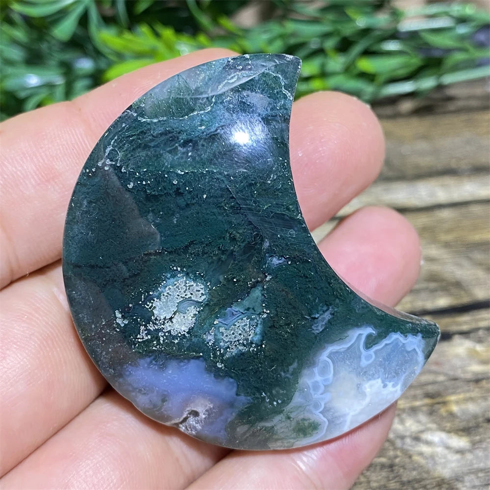 Green Moss Agate Moon-ToShay.org