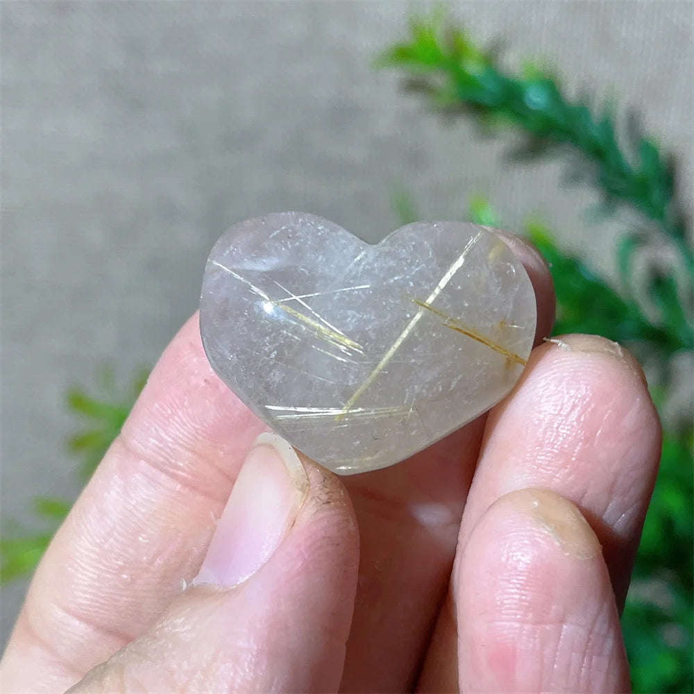 Gold Hair Rutile Quartz Heart-ToShay.org