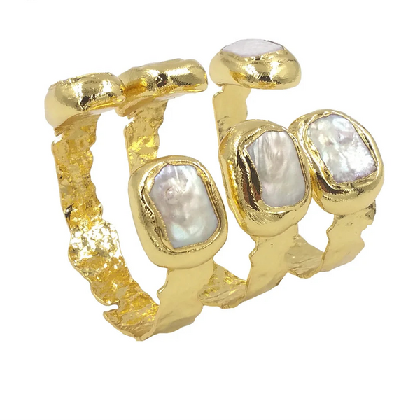 White Pearl Cuff Bracelet-ToShay.org