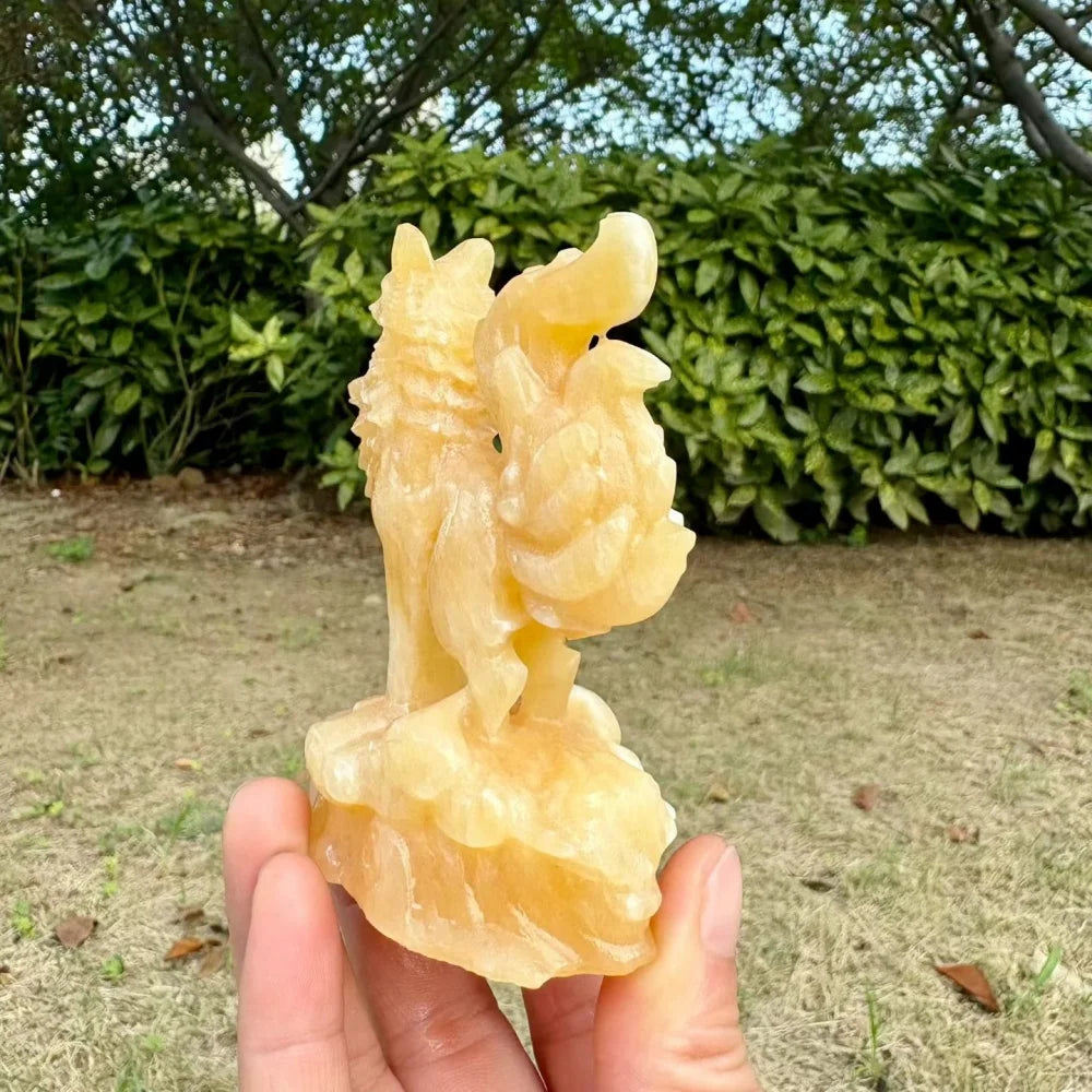 Yellow Calcite Nine Tailed Fox-ToShay.org