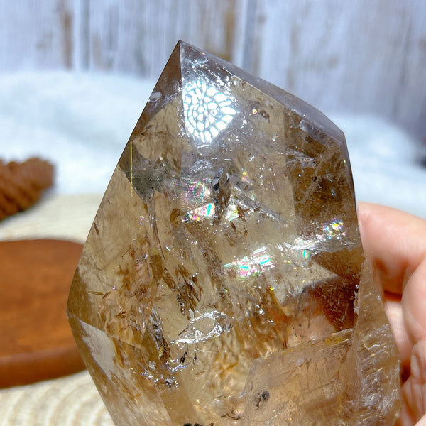 Smokey Rainbow Quartz Wand-ToShay.org