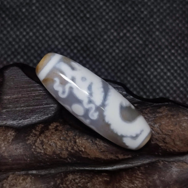 Grey Jade Agate Dzi Beads-ToShay.org