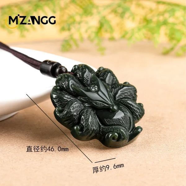 Black Ink Jade Fox Pendant-ToShay.org