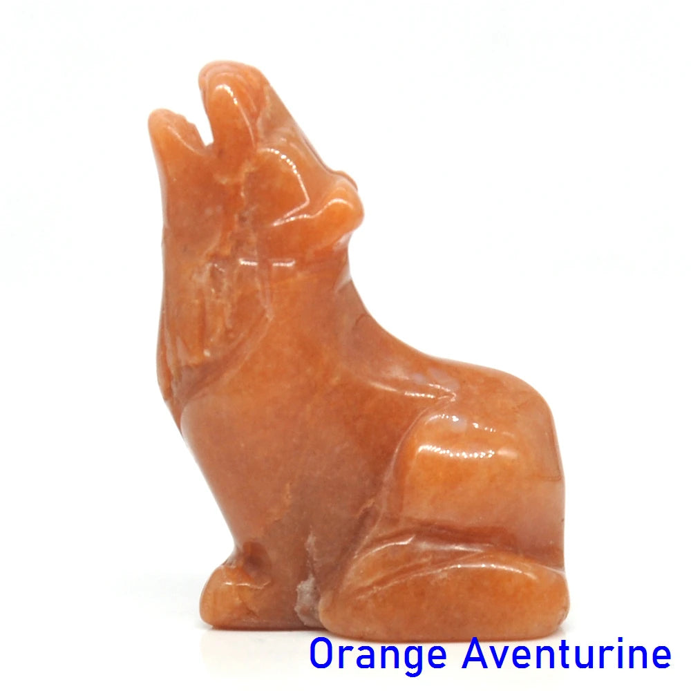 2" Wolf Statue Natural Stone Carved Figure Room Ornament Healing Crystal Reiki Animal Figurine Home Office Desktop Decoration-ToShay.org