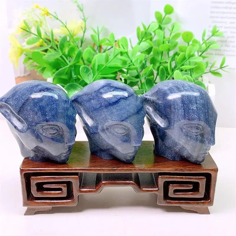 Blue Aventurine Alien Skull-ToShay.org