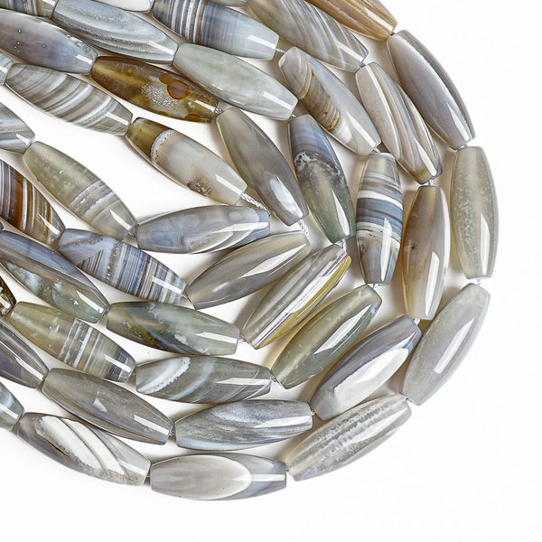 Grey Agate Rice Beads-ToShay.org