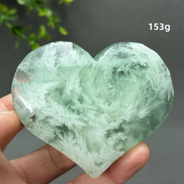 Green Feather Fluorite Heart-ToShay.org