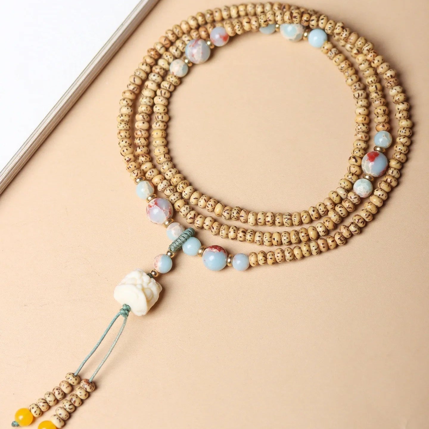Wood Star Moon Bodhi Mala-ToShay.org