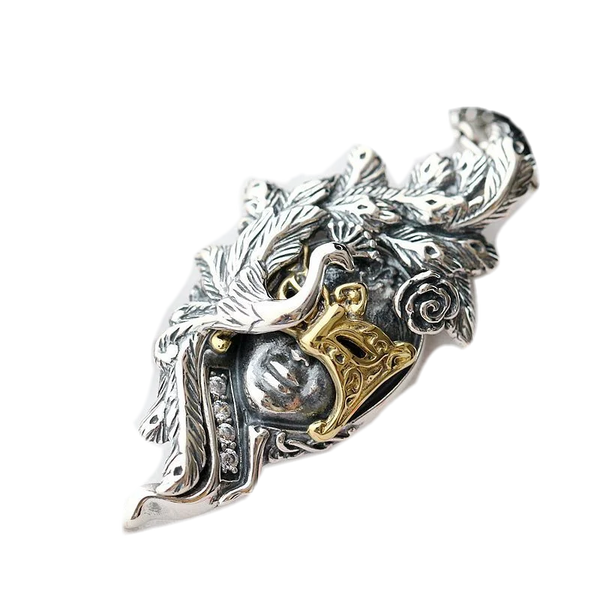 Silver Peacock Mask Pendant-ToShay.org