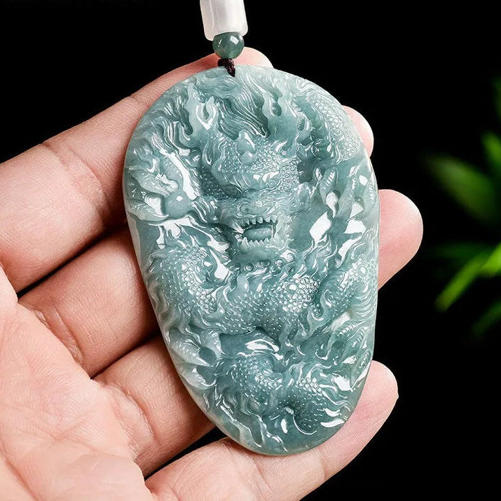 Blue Jade Dragon Pendant-ToShay.org