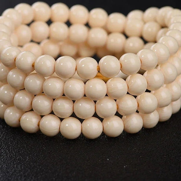 White Camel Bone Bead Mala-ToShay.org