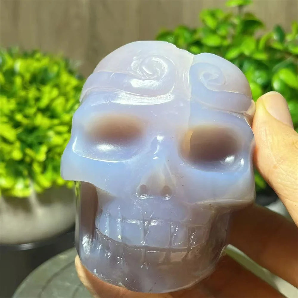 Grey Agate Druzy Skull-ToShay.org