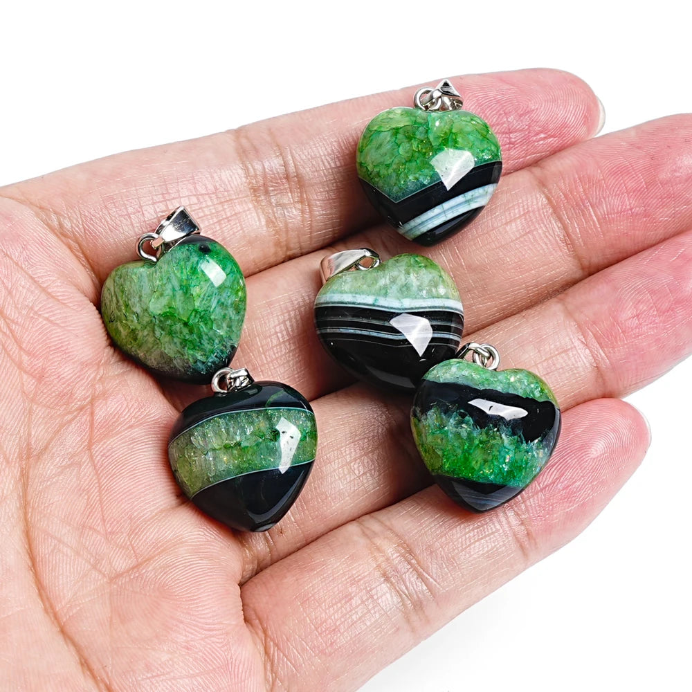 Green Black Agate Heart-ToShay.org