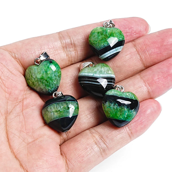 Green Black Agate Heart-ToShay.org