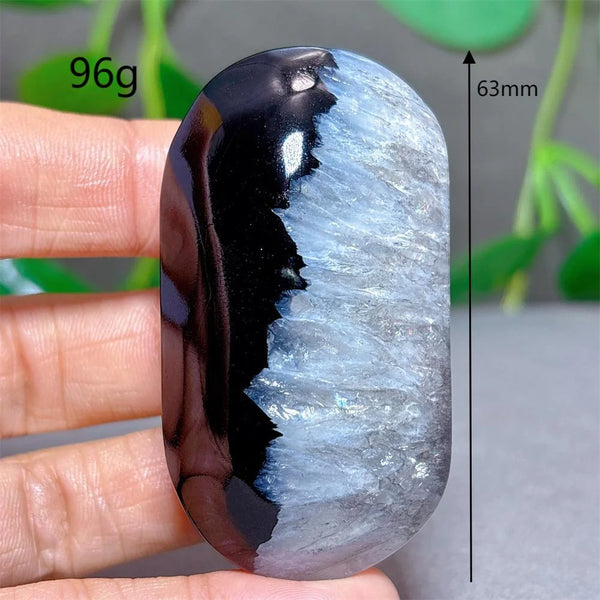 Black Silk Agate Palm Stone-ToShay.org