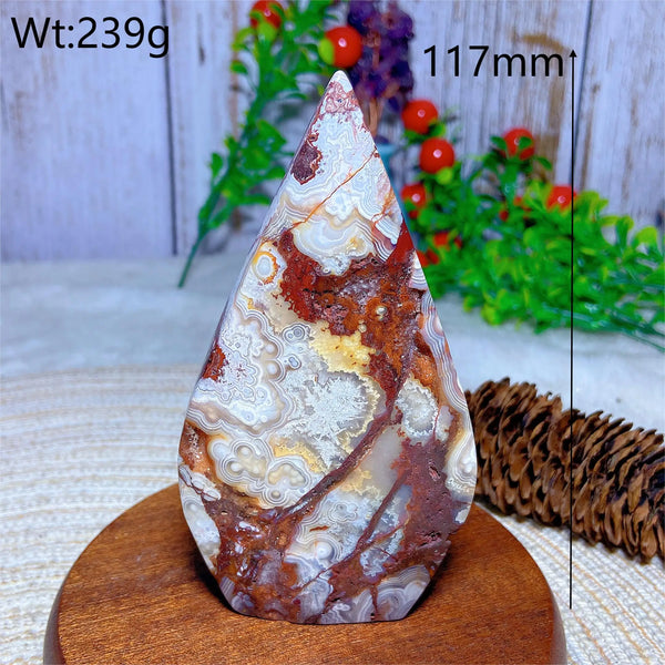 Red White Agate Druzy Flame-ToShay.org