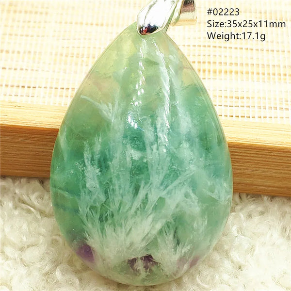 Green Feather Fluorite Pendant-ToShay.org